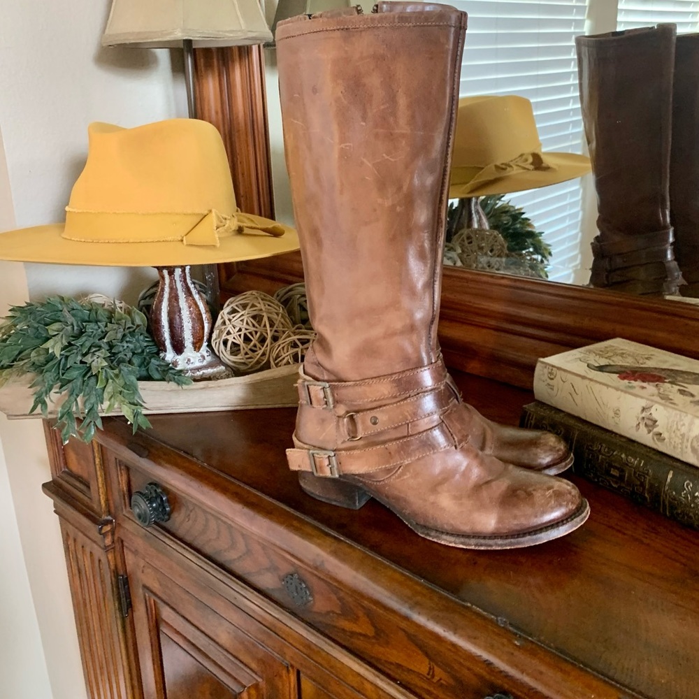 Freebird by Steven Irish leather Boots Distressed harness Western $295 Size 7